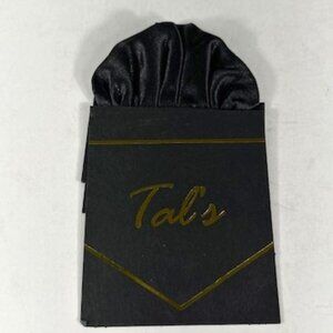Tal's Men's Black Pocket Square Pre-Folded on Cardboard Fold to Fit Satin